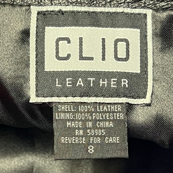 CLIO Leather Skirt Womens Size 8 Black Pencil Edgy Professional Vintage Biker - Picture 5 of 7